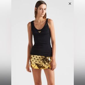 Prada Logo Tank in Black Size 38